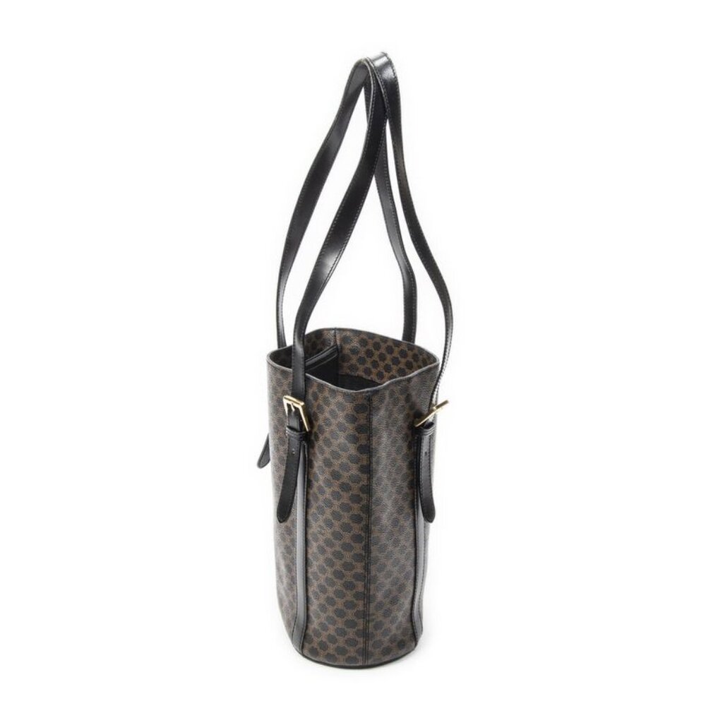 Celine Vintage Vertical Shopping Tote Brown Black Macadam Canvas - Picture 4 of 10